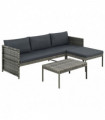 vidaXL 3 Piece Garden Lounge Set with Cushions Poly Rattan Grey