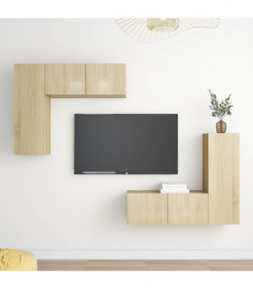 vidaXL 4 Piece TV Cabinet Set Sonoma Oak Engineered Wood