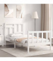 vidaXL Bed Frame with Headboard White Single Solid Wood