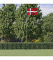 vidaXL Denmark Flag and Pole 6.23 m Aluminium