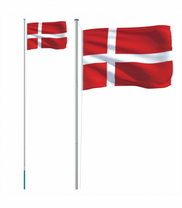 vidaXL Denmark Flag and Pole 6.23 m Aluminium