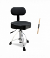 Drum Throne with Backrest, Hydraulic Drum Stool Adjustable Height, Heavy Duty Hydraulic Drum Seat Saddle Design for Drummers Black