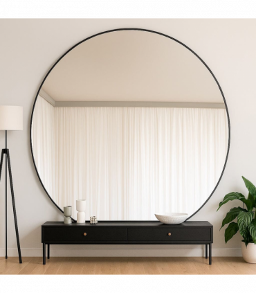 Rei - Large Round Black Metal Circle Mirror - 180cm x 180cm