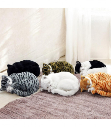 12"SLEEPING CAT ASST COLOUR PLUSH FABRIC