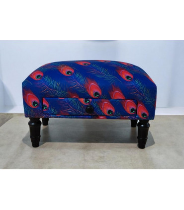 FEATHER FABRIC FOOTSTOOL WITH DRAWER