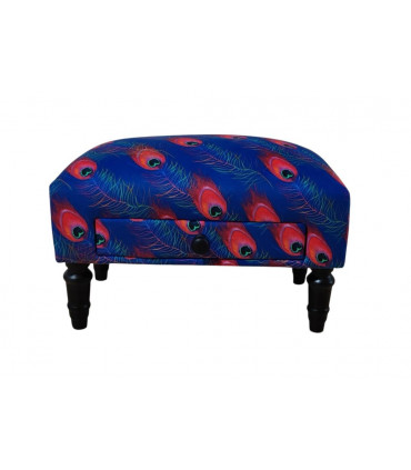 FEATHER FABRIC FOOTSTOOL WITH DRAWER