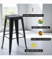 76CM BLACK METAL BAR STOOL