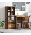 vidaXL Desk with Storage with Drawer 2 pcs Old Wood 60 x 50 x 76 cm