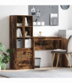 vidaXL Desk with Storage with Drawer 2 pcs Smoked Oak 80 x 40 x 76 cm