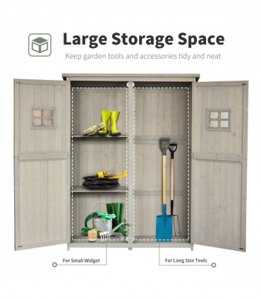 Wooden Outdoor Garden Shed 127.5L x 50W x 164H cm Grey