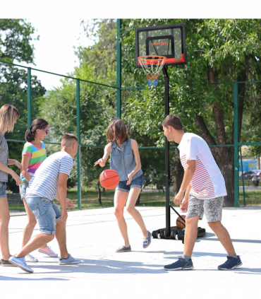 2.1-2.6m Basketball Hoop and Stand with Weighted Base, Portable on Wheels