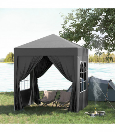 2mx2m Pop Up Gazebo Party Tent Canopy Marquee with Storage Bag Black
