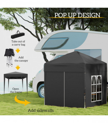 2mx2m Pop Up Gazebo Party Tent Canopy Marquee with Storage Bag Black