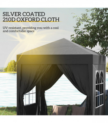 2mx2m Pop Up Gazebo Party Tent Canopy Marquee with Storage Bag Black