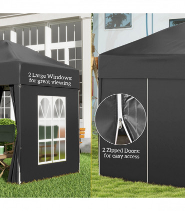 2mx2m Pop Up Gazebo Party Tent Canopy Marquee with Storage Bag Black
