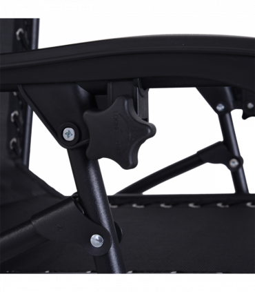 3PC Zero Gravity Chairs Sun Lounger Table Set w/ Cup Holders, Black Outsunny