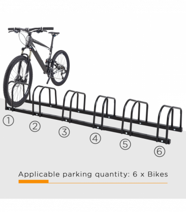 6 Bike Parking Rack Locking Storage Stand Holder Floor Wall Mount Black HOMCOM