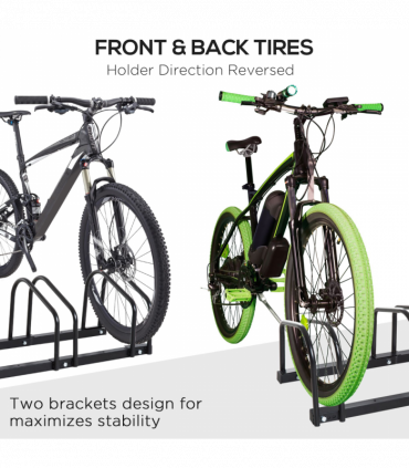 6 Bike Parking Rack Locking Storage Stand Holder Floor Wall Mount Black HOMCOM