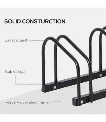 6 Bike Parking Rack Locking Storage Stand Holder Floor Wall Mount Black HOMCOM