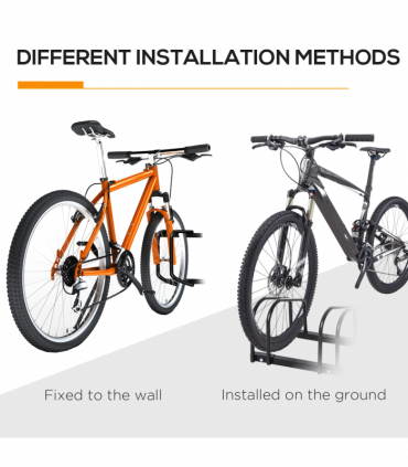 6 Bike Parking Rack Locking Storage Stand Holder Floor Wall Mount Black HOMCOM