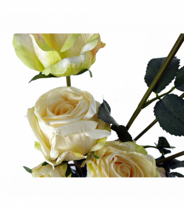 Artificial Flowers 60cm Cream Rose Spray - 4 Flowers 3 Buds Cream 60cm