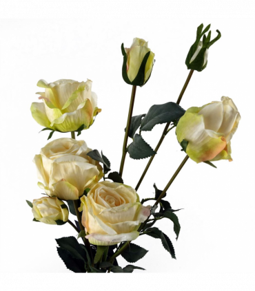 Artificial Flowers 60cm Cream Rose Spray - 4 Flowers 3 Buds Cream 60cm