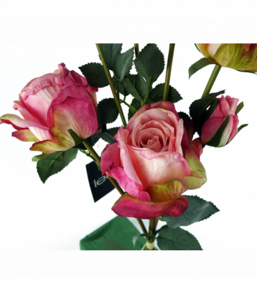 Artificial Flowers Spray 60cm Pink Rose - 4 Flowers 3 Buds - High Detail
