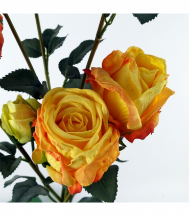Artificial Flowers 60cm Yellow Rose Spray - 4 Flowers 3 Buds, Home Decor