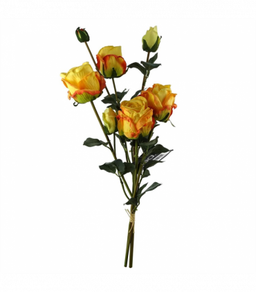 Artificial Flowers 60cm Yellow Rose Spray - 4 Flowers 3 Buds, Home Decor