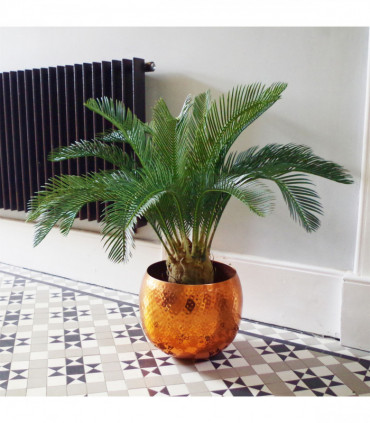 Artificial Tropical Cycas Palm Plant 80cm Green Fronded Leaves Realistic Trunk