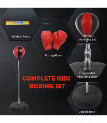 Adjust Kids Training Boxing Punching Ball Bag Boxing Punching w/ Gloves HOMCOM
