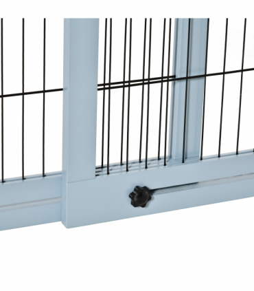 Pet Gate Adjustable Wooden Pet Gate - Freestanding Dog Barrier for Doorway, Grey