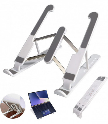 Laptop Holder Adjustable Foldable Stable Stand 15-45 Degrees Black Silicone Pad