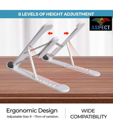 Laptop Holder Adjustable Foldable Stable Stand 15-45 Degrees Black Silicone Pad