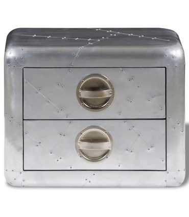 Aviator End Table with 2 Drawers Vintage Aircraft Airman Style