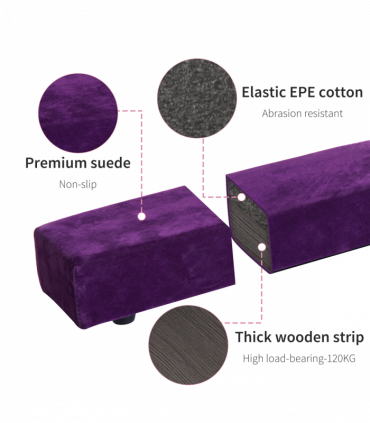 Balance Beam Trainer Kids Teens Fold Skill Performance Suede Purple 2.1M Home
