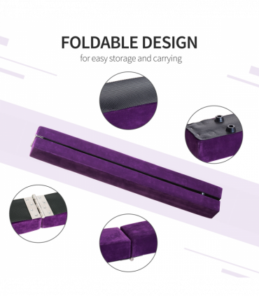 Balance Beam Trainer Kids Teens Fold Skill Performance Suede Purple 2.1M Home