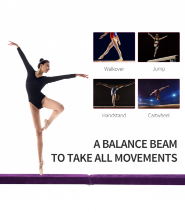 Balance Beam Trainer Kids Teens Fold Skill Performance Suede Purple 2.1M Home