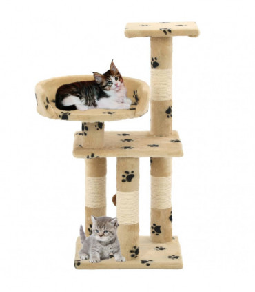 Cat Tree with Sisal Scratching Posts 65 cm Paw Prints Beige