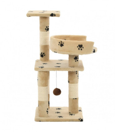 Cat Tree with Sisal Scratching Posts 65 cm Paw Prints Beige