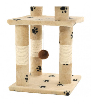 Cat Tree with Sisal Scratching Posts 65 cm Paw Prints Beige
