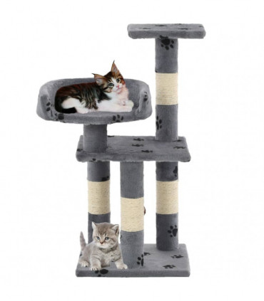 Cat Tree with Sisal Scratching Posts 65 cm Paw Prints Grey