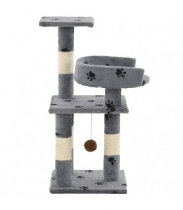 Cat Tree with Sisal Scratching Posts 65 cm Paw Prints Grey