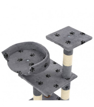 Cat Tree with Sisal Scratching Posts 65 cm Paw Prints Grey
