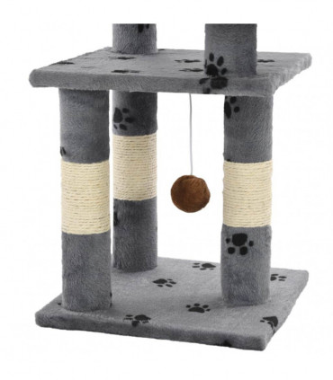 Cat Tree with Sisal Scratching Posts 65 cm Paw Prints Grey