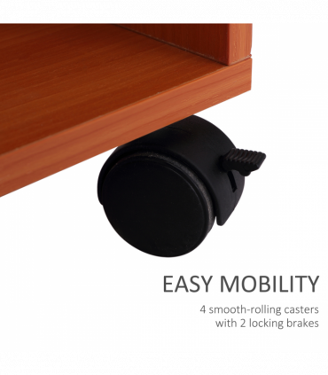 Computer Desk Laptop Writing Table Storage Shelf Workstation Wheels-Cherry Wood