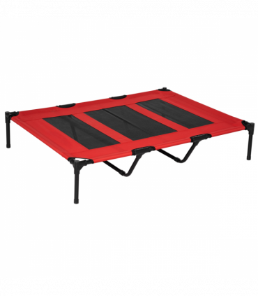 Cooling Elevated Dog Bed Portable Raised Pet Cot for Indoor & Outdoor, Red