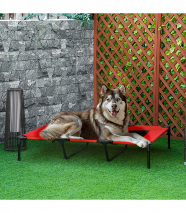 Cooling Elevated Dog Bed Portable Raised Pet Cot for Indoor & Outdoor, Red