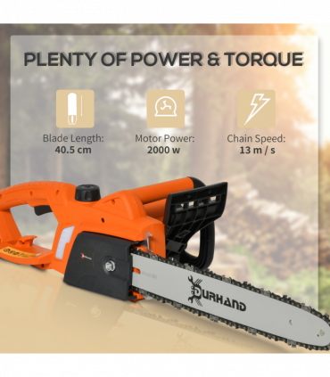 Electric Chainsaw, 2000 W, 40 cm Blade-Orange, 84L x 27W x 20H cm