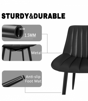 Dining Chairs, Modern Kitchen Chair, Scandinavian Faux Leather Chair with High Back for Living Room Kitchen